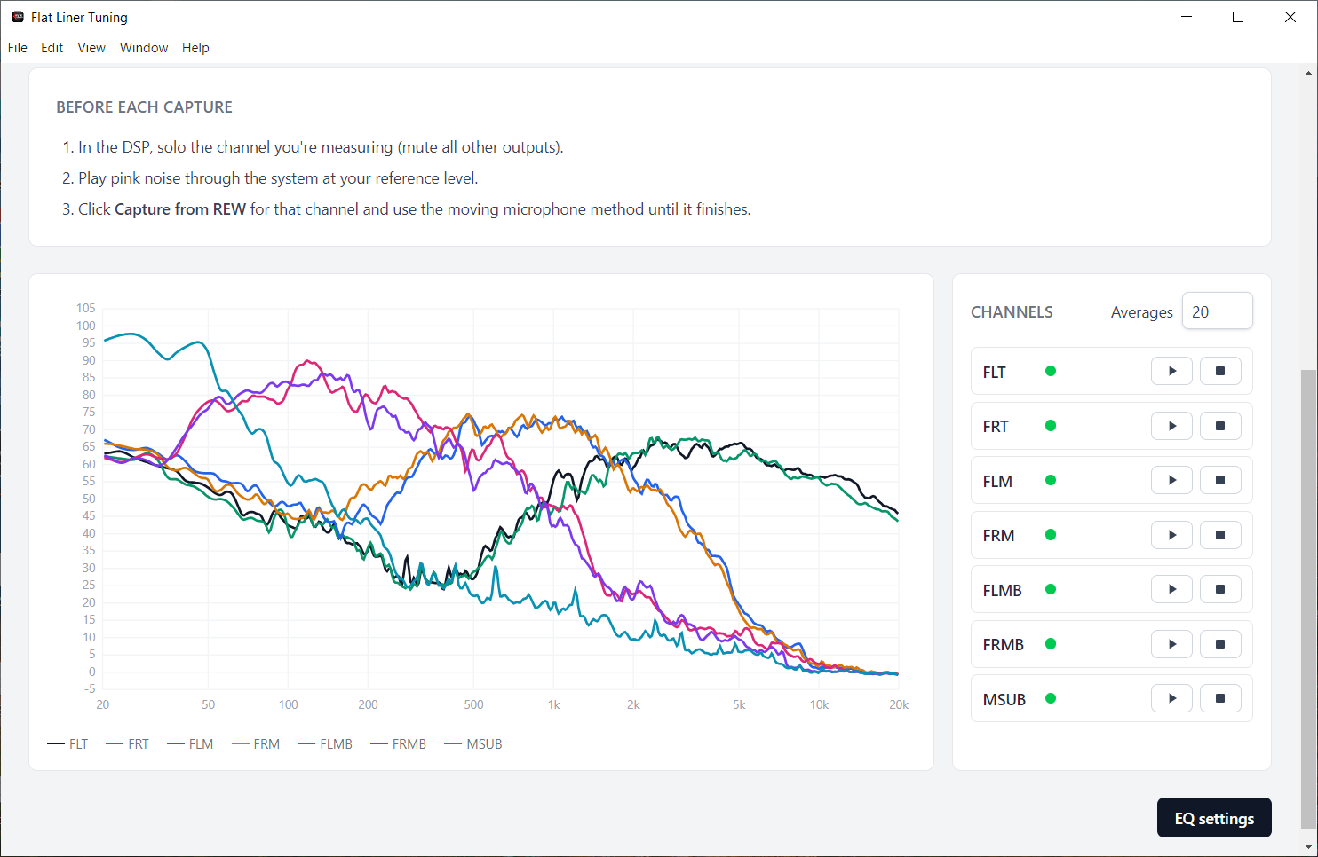 Per-channel RTA measurement capture from REW